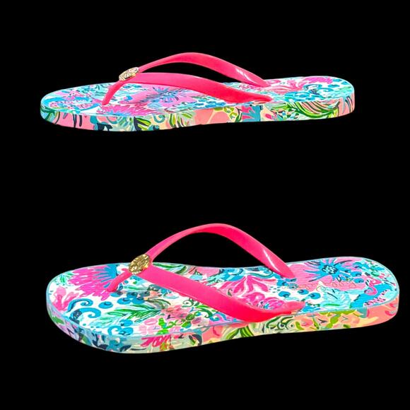 Sz 8 LILLY PULITZER Mandevilla Bay Paradise Petals Pool Flip-Flop Thong Sandal - Picture 5 of 9